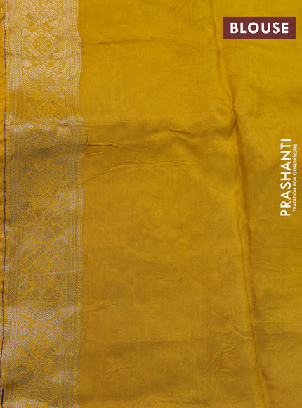 Banarasi silk saree violet and yellow with allover zari weaves and zari woven border
