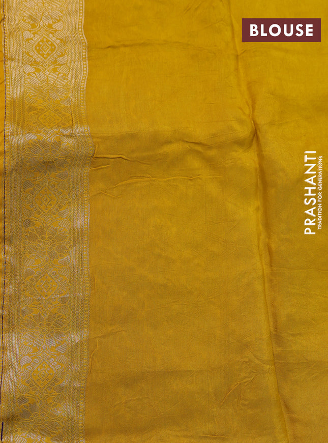Banarasi silk saree violet and yellow with allover zari weaves and zari woven border