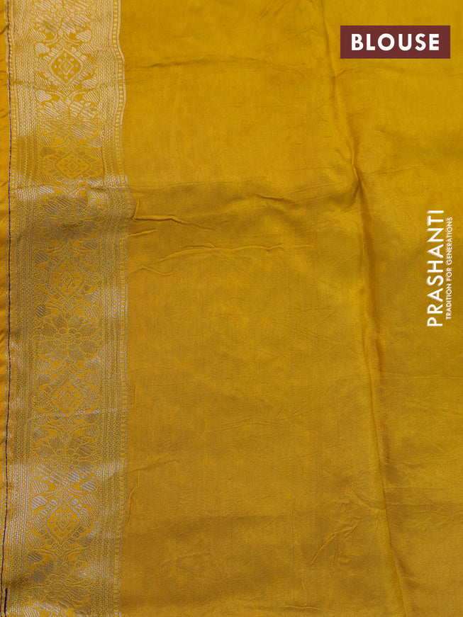Banarasi silk saree violet and yellow with allover zari weaves and zari woven border