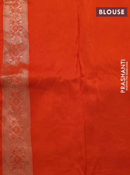 Banarasi silk saree pink and orange with allover zari weaves and zari woven border