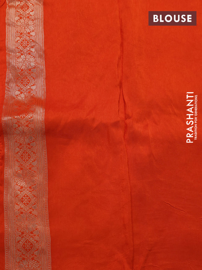 Banarasi silk saree pink and orange with allover zari weaves and zari woven border