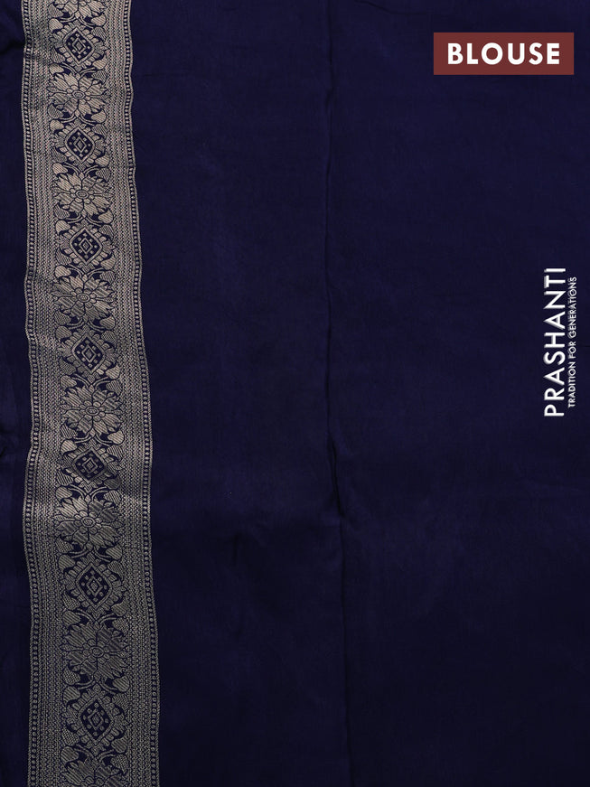 Banarasi silk saree teal green and blue with allover zari weaves and zari woven border