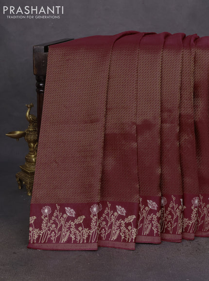 Banarasi mushru silk saree maroon with allover zari weaves and zari woven border