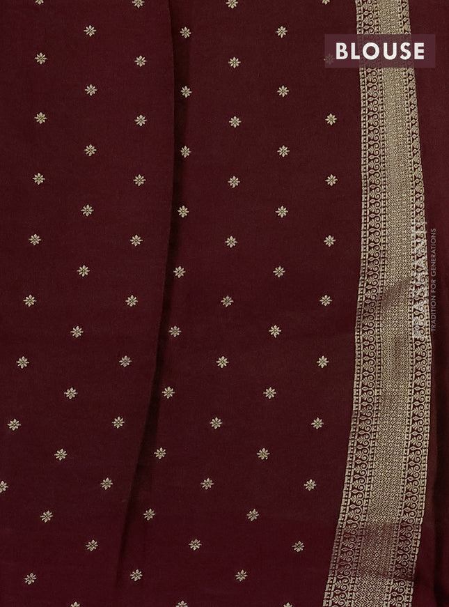 Banarasi mushru silk saree maroon with allover zari weaves and zari woven border