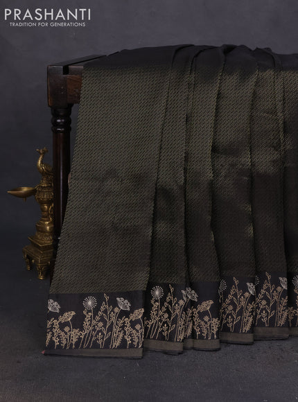 Banarasi mushru silk saree black with allover zari weaves and zari woven border