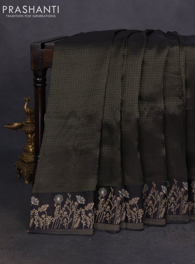 Banarasi mushru silk saree black with allover zari weaves and zari woven border