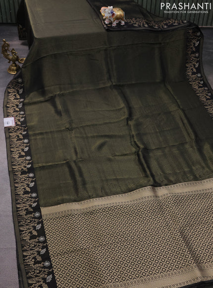 Banarasi mushru silk saree black with allover zari weaves and zari woven border