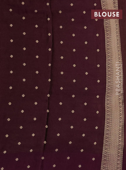 Banarasi mushru silk saree wine shade with allover zari weaves and zari woven border