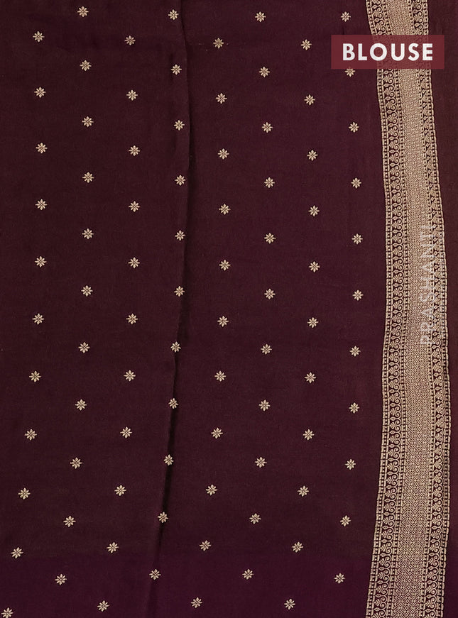 Banarasi mushru silk saree wine shade with allover zari weaves and zari woven border