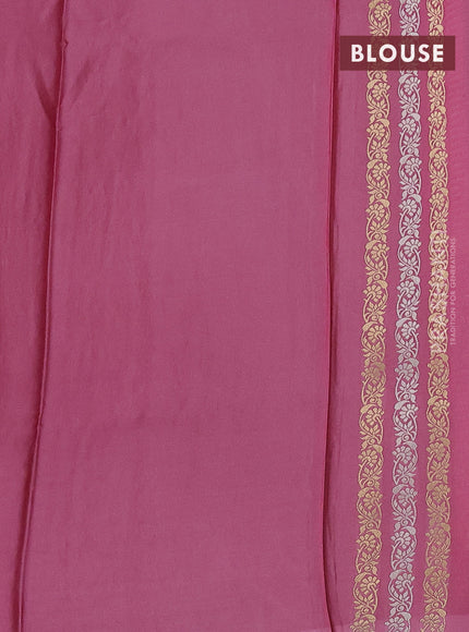 Banarasi mushru silk saree pastel pink with allover stripes pattern & zari buttas and satin border