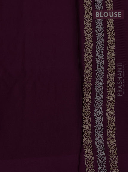 Banarasi mushru silk saree wine shade with allover stripes pattern & zari buttas and satin border