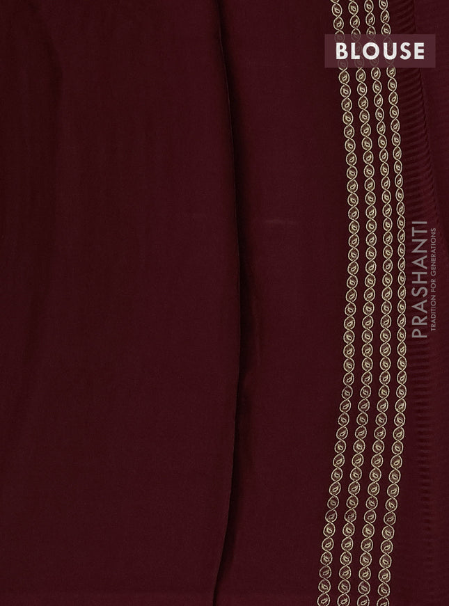 Banarasi mushru silk saree maroon with allover stripes pattern & zari weaves and satin border