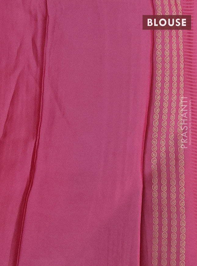 Banarasi mushru silk saree light pink with allover stripes pattern & zari weaves and satin border
