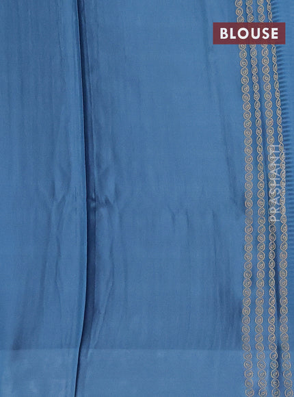 Banarasi mushru silk saree light blue with allover stripes pattern & zari weaves and satin border