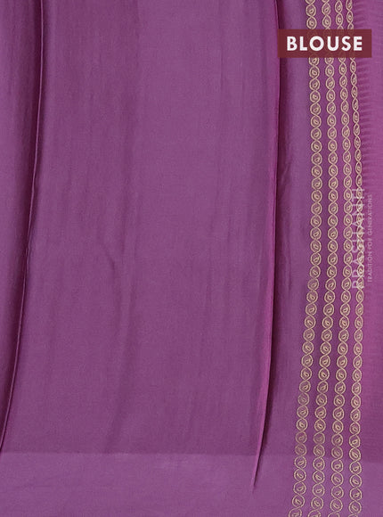 Banarasi mushru silk saree lavender with allover stripes pattern & zari weaves and satin border