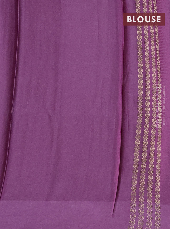 Banarasi mushru silk saree lavender with allover stripes pattern & zari weaves and satin border