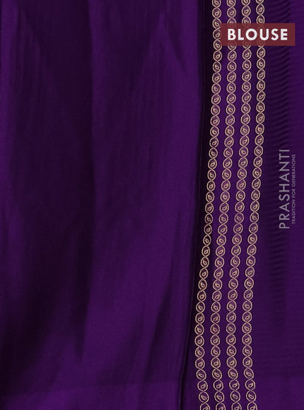 Banarasi mushru silk saree violet with allover stripes pattern & zari weaves and satin border