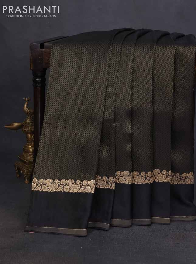 Banarasi mushru silk saree black with allover zari weaves and zari woven border