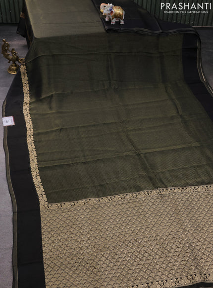 Banarasi mushru silk saree black with allover zari weaves and zari woven border