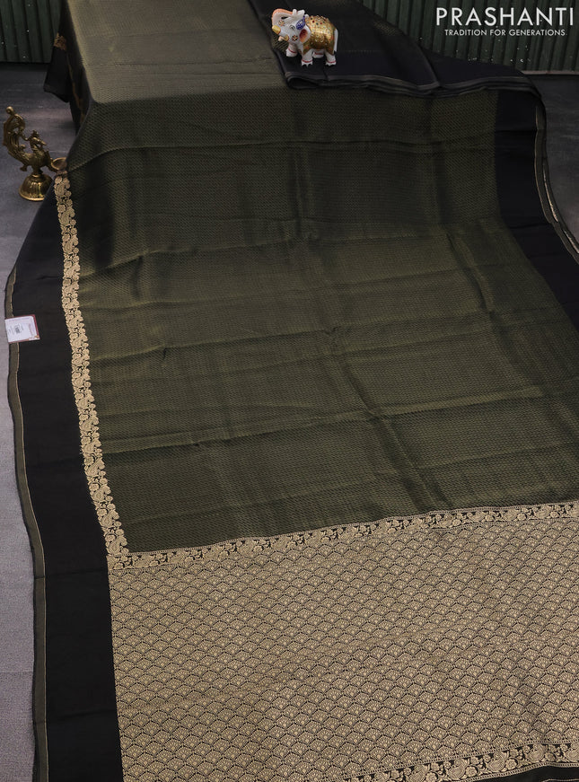 Banarasi mushru silk saree black with allover zari weaves and zari woven border