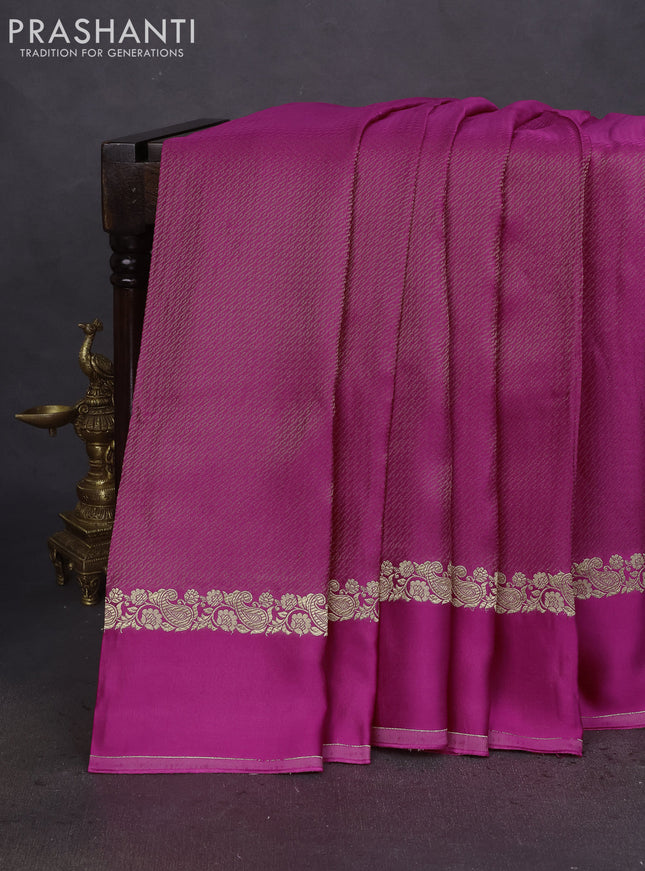 Banarasi mushru silk saree pink with allover zari weaves and zari woven border