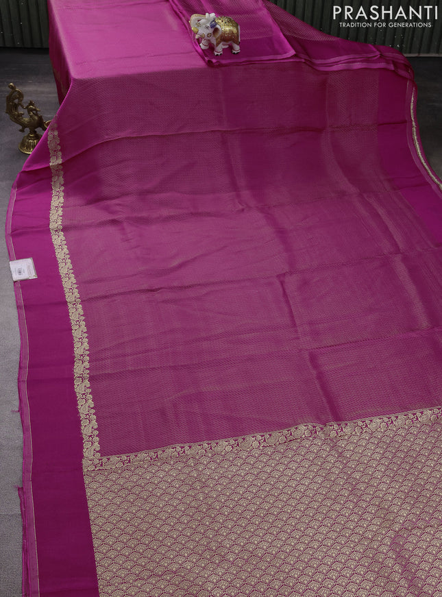 Banarasi mushru silk saree pink with allover zari weaves and zari woven border