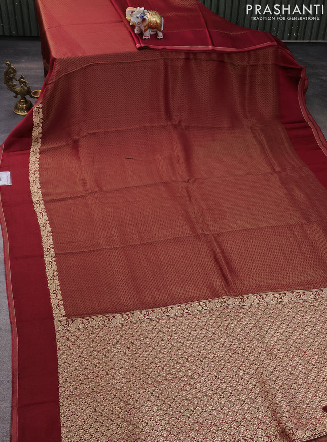 Banarasi mushru silk saree maroon with allover zari weaves and zari woven border