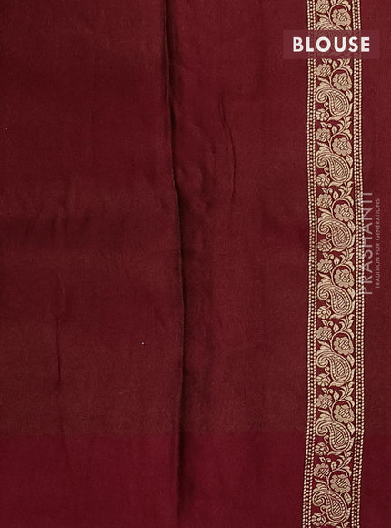 Banarasi mushru silk saree maroon with allover zari weaves and zari woven border