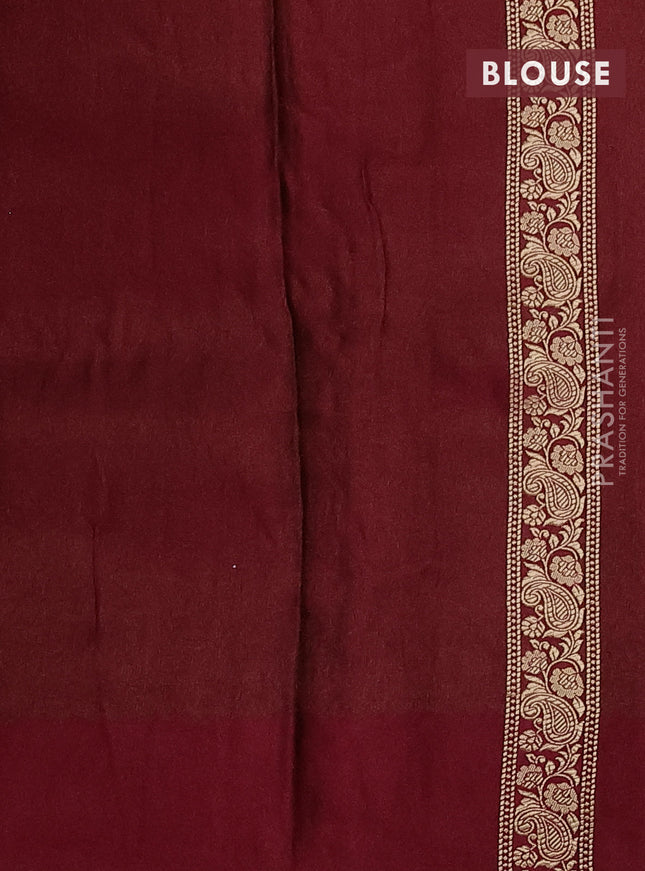 Banarasi mushru silk saree maroon with allover zari weaves and zari woven border