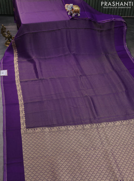 Banarasi mushru silk saree violet with allover zari weaves and zari woven border