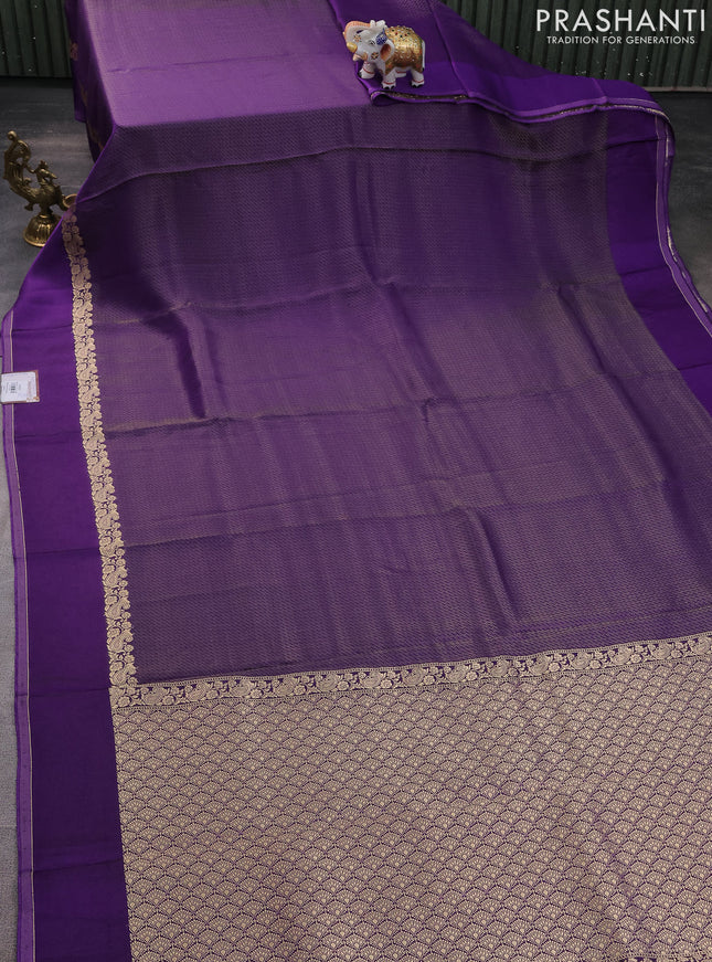 Banarasi mushru silk saree violet with allover zari weaves and zari woven border