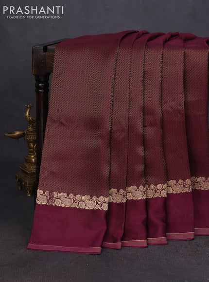 Banarasi mushru silk saree wine shade with allover zari weaves and zari woven border
