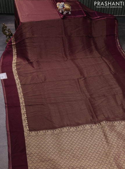 Banarasi mushru silk saree wine shade with allover zari weaves and zari woven border