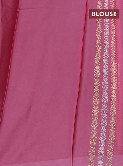 Banarasi mushru silk saree pink with allover stripes pattern & zari weaves and satin border
