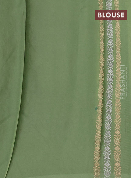 Banarasi mushru silk saree pastel green with allover stripes pattern & zari weaves and satin border
