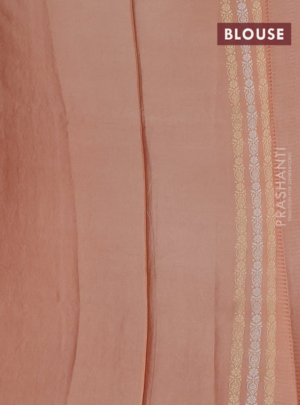 Banarasi mushru silk saree sandal with allover stripes pattern & zari weaves and satin border