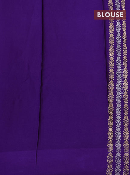 Banarasi mushru silk saree violet with allover stripes pattern & zari weaves and satin border