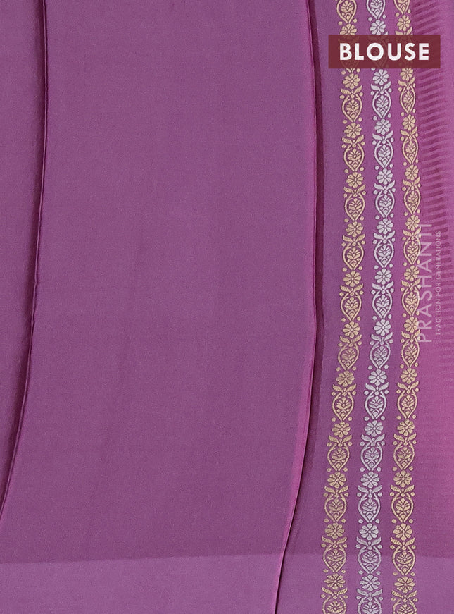 Banarasi mushru silk saree mild lavender with allover stripes pattern & zari weaves and satin border