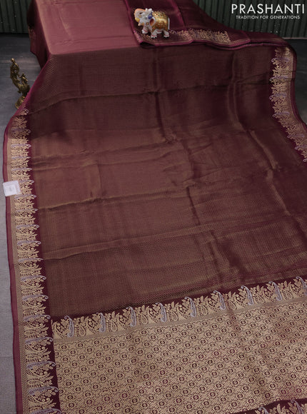 Banarasi mushru silk saree wine shade with allover zari weaves and zari woven border