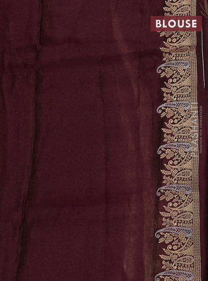 Banarasi mushru silk saree wine shade with allover zari weaves and zari woven border