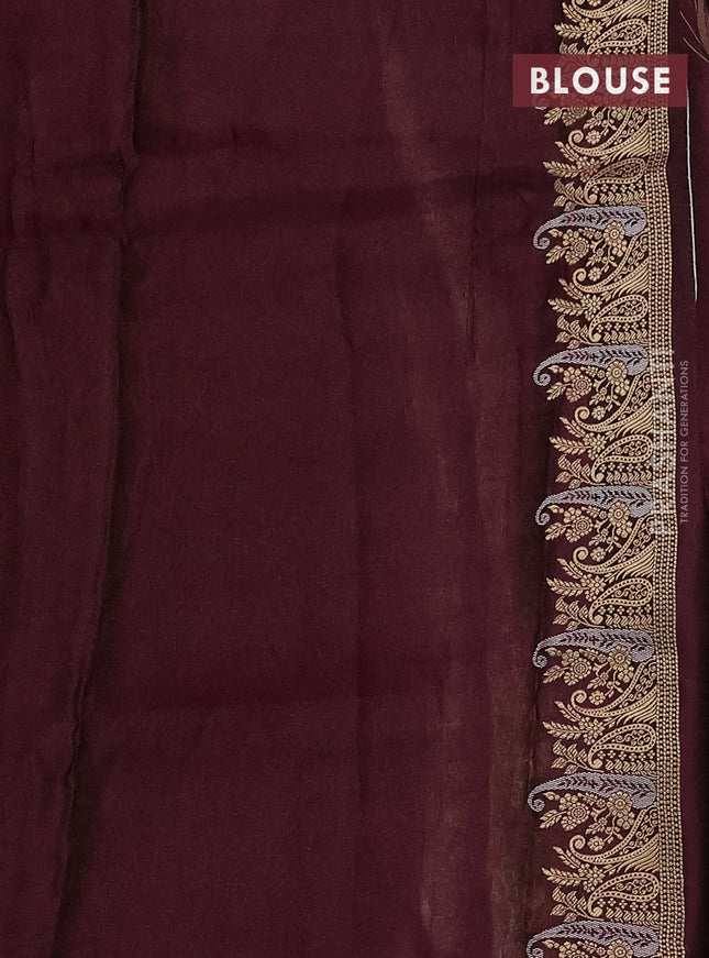 Banarasi mushru silk saree wine shade with allover zari weaves and zari woven border
