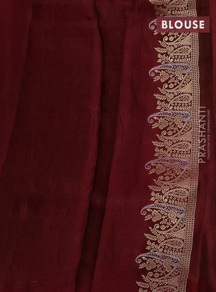 Banarasi mushru silk saree maroon with allover zari weaves and zari woven border