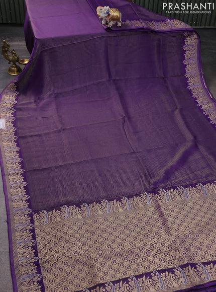 Banarasi mushru silk saree violet with allover zari weaves and zari woven border