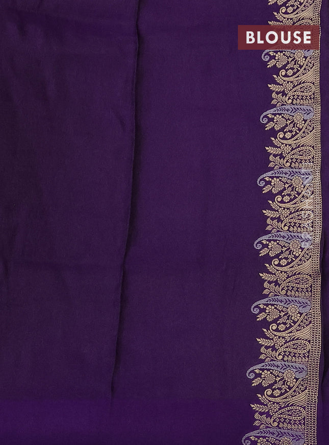 Banarasi mushru silk saree violet with allover zari weaves and zari woven border