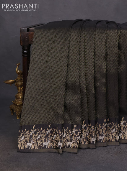 Banarasi mushru silk saree black with allover zari weaves and zari woven border