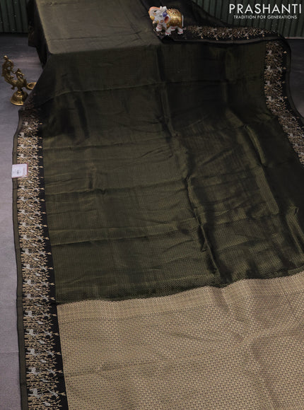Banarasi mushru silk saree black with allover zari weaves and zari woven border