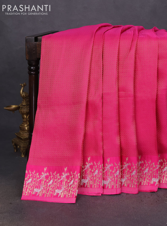 Banarasi mushru silk saree pink with allover zari weaves and zari woven border