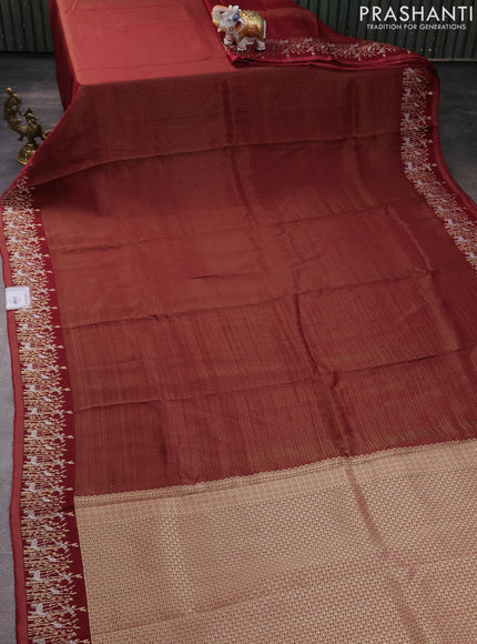 Banarasi mushru silk saree maroon with allover zari weaves and zari woven border