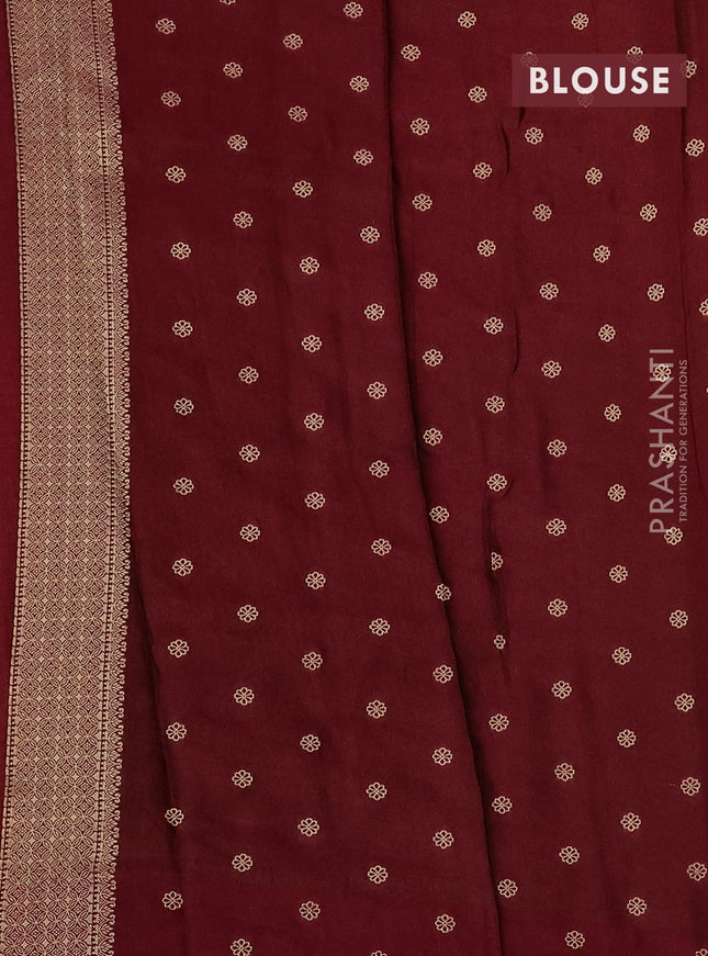 Banarasi mushru silk saree maroon with allover zari weaves and zari woven border
