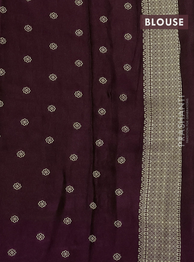 Banarasi mushru silk saree wine shade with allover zari weaves and zari woven border